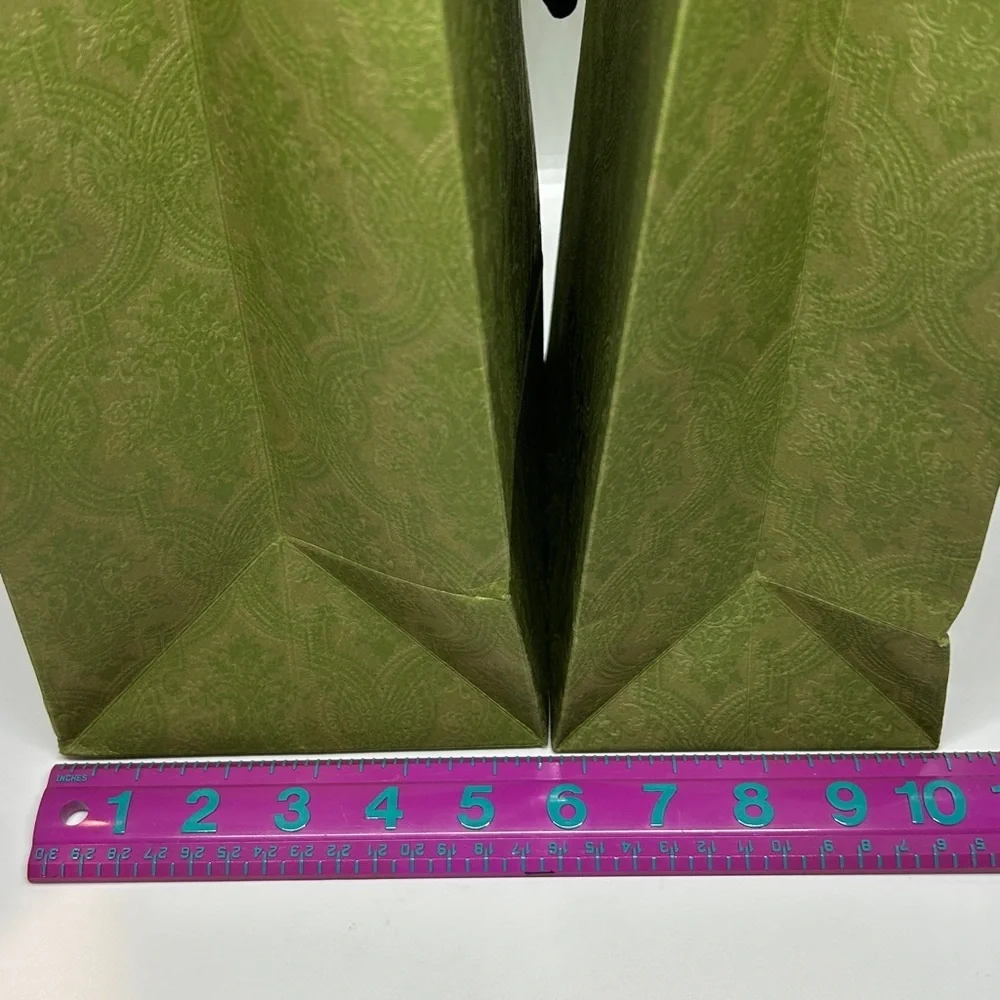 Gucci Olive Patterned Shopping Bags with Black Handles (Set of 2)